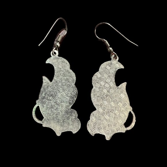 Cloisonne Earrings Butterfly‎ Moth Wire Pierced Enamel Silver Tone Angel Wings - Picture 3 of 4